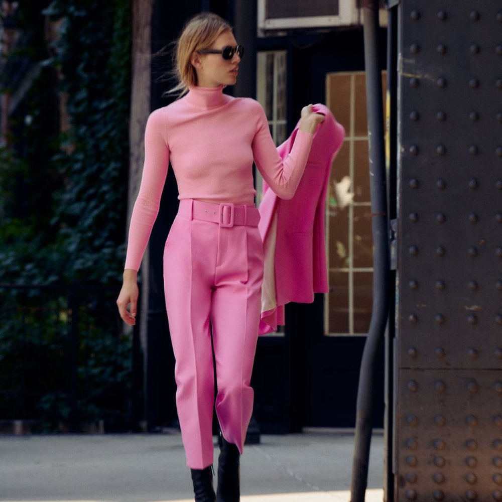 ZARA PANTS WITH FABRIC-COVERED BELT - Picture 2 of 5